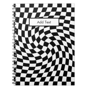 Carnet Motif à carreaux déformés noir et blanc personnali