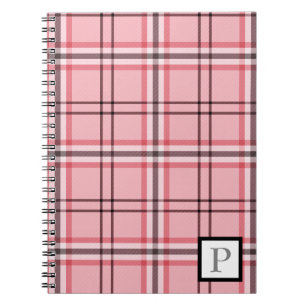 Carnet Motif à carreaux rose et gris chic