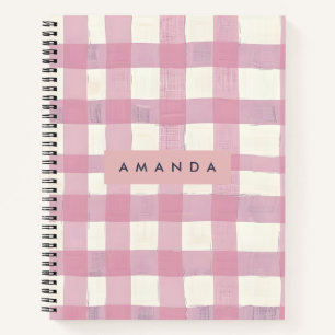 Carnet Motif à carreaux rose personnalisé et confortable