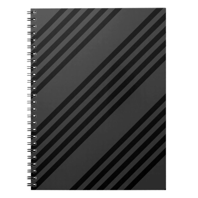 Carnet Motif à cinq bandes noir et charbon de bois (Devant)