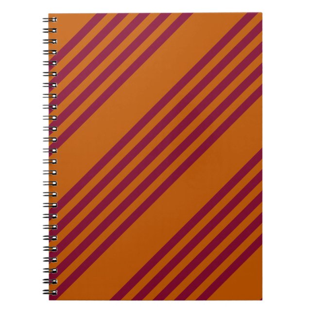 Carnet Motif à cinq bandes rouge Bourgogne et orange brûl (Devant)