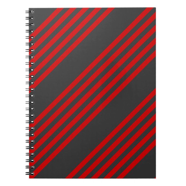 Carnet Motif à cinq bandes rouge et charbon de bois (Devant)