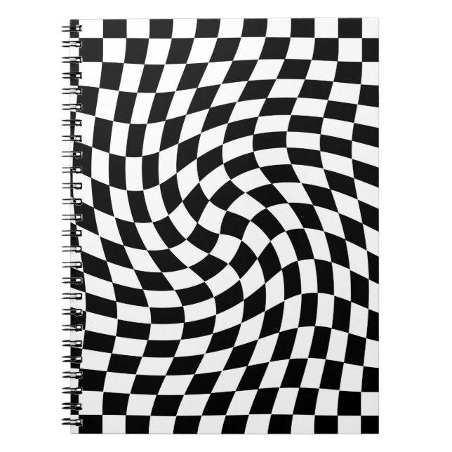 Carnet Motif À damiers dépoli noir et blanc (Devant)