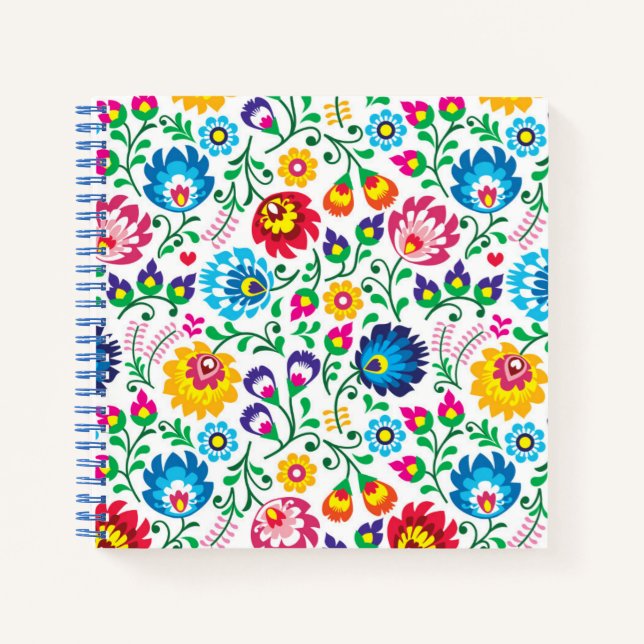 Carnet Motif à fleurs d'art populaire 2 (Devant)