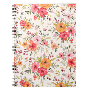 Carnet Motif à fleurs Orange Doodle Garden
