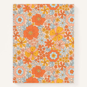 Carnet Motif à fleurs Orange Retro