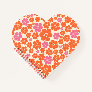 Carnet Motif à fleurs - rose, orange et crème