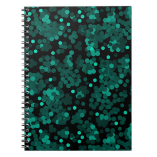 Carnet Motif à pois vert turquoise sur noir