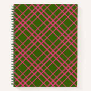 Carnet Motif à rayures carreaux rose sur fond vert