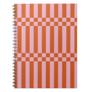 Carnet Motif à rayures rose et orange