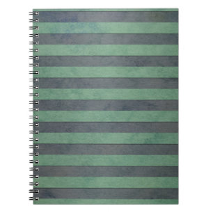 Carnet Motif à rayures vert sauge et gris bruyère