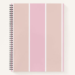 Carnet Motif à rayures verticales rose et beige doux