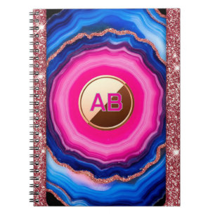 Carnet Motif Abstrait d'Agate Vibrant avec Paillettes
