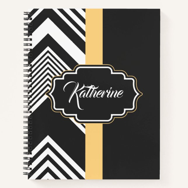 Carnet Motif Abstrait noir et blanc (Devant)