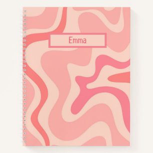 Carnet Motif Abstrait Rétro en Tourbillon Liquide Rose Pâ