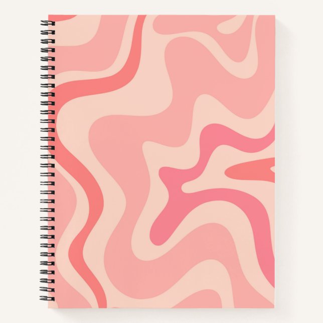 Carnet Motif Abstrait Retro Liquid Swirl en rose vif (Devant)