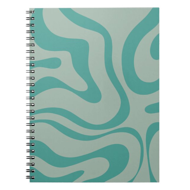 Carnet Motif Abstrait Rétro Liquid Swirl Muted Turquoise (Devant)