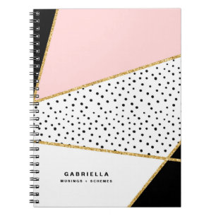 Carnet Motif Abstrait rose et noir chic