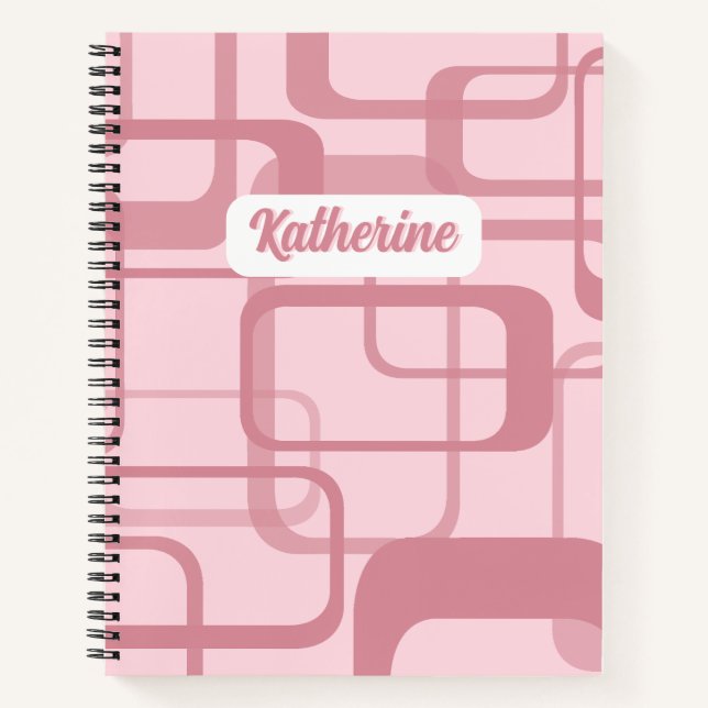 Carnet Motif Abstrait rose rétro (Devant)
