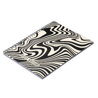 Carnet Motif Abstrait Tourbillon Noir Rétro