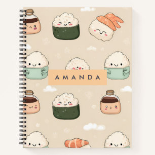 Carnet Motif alimentaire japonais personnalisé Kawaii Sus