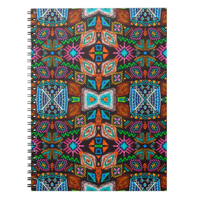 Carnet Motif américain. Impression Ikat transparente. des (Devant)