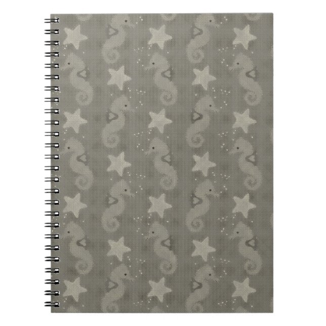 Carnet Motif Antique Seahorse Et Starfish (Devant)