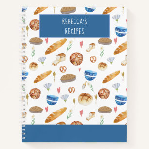 Carnet Motif aquarelle de pain et de boulangerie personna