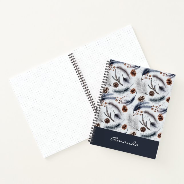 Carnet Motif aquarelle de pommes de pin et d'aiguilles de (Intérieur)