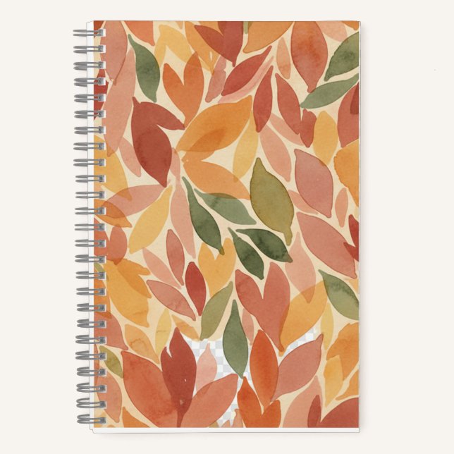 Carnet Motif Aquarelle Feuilles D'automne (Recto)