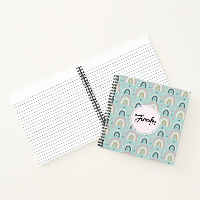 Carnet Motif arc-en-ciel blanc mignon (Intérieur)
