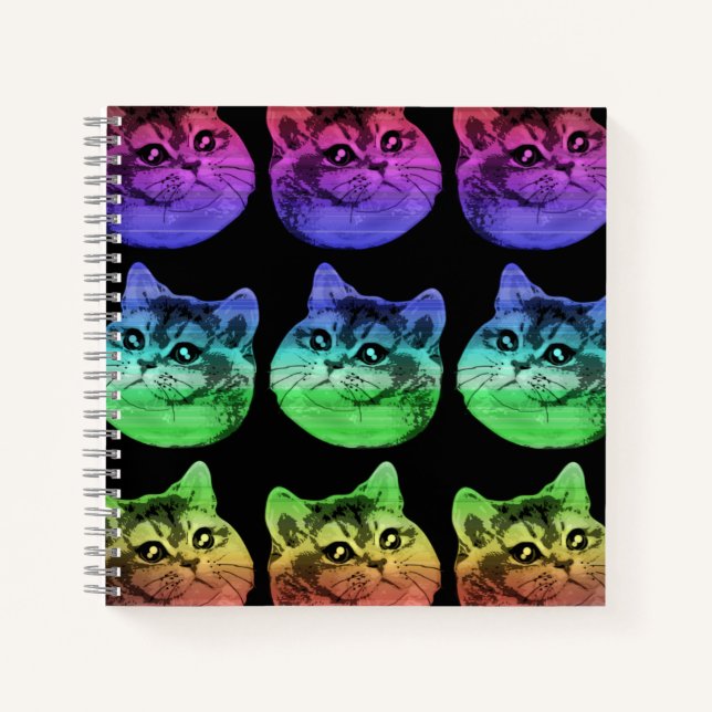 Carnet Motif arc-en-ciel de chat à respiration lourde (Devant)