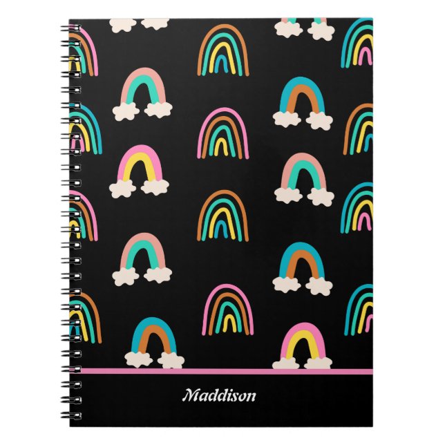 Carnet Motif arc-en-ciel mignon personnalisable (Devant)