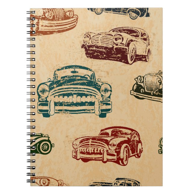 Carnet Motif Arrière - plan d'illustration de voiture Vin (Devant)