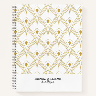 Carnet Motif art déco or et blanc