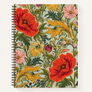 Carnet Motif Art Nouveau de coquelicots floraux de Willia