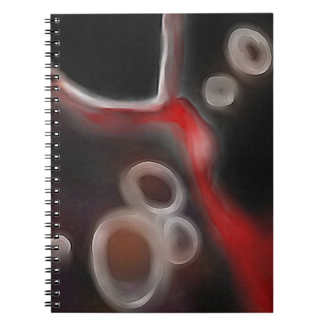 Carnet Motif artériel : Noir, Blanc et Rouge Abstrait (Devant)