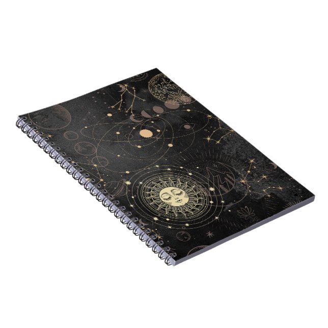 Carnet Motif Astrologique Black Gold (Côté Droit)