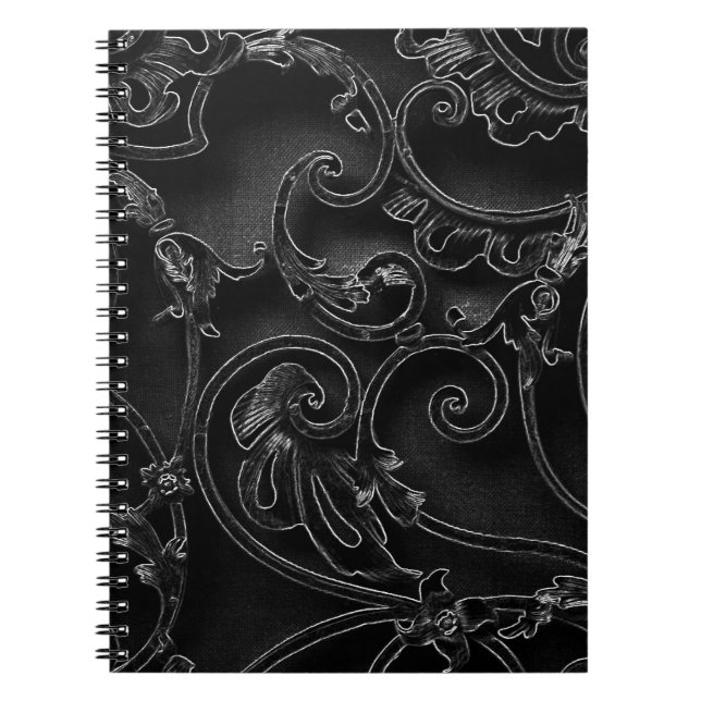 Carnet Motif baroque gothique noir (Devant)