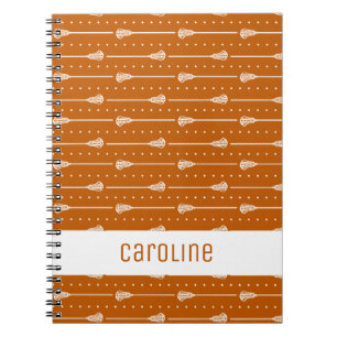 Carnet Motif Bâtonnets Orange Brûlé Blanc et Lignes Point