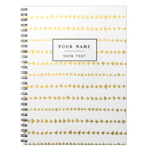 Carnet Motif blanc de flèches de feuille d'or de Faux