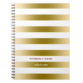 Carnet Motif blanc & Gold Stripes