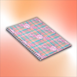 Carnet Motif bleu, rose et rose