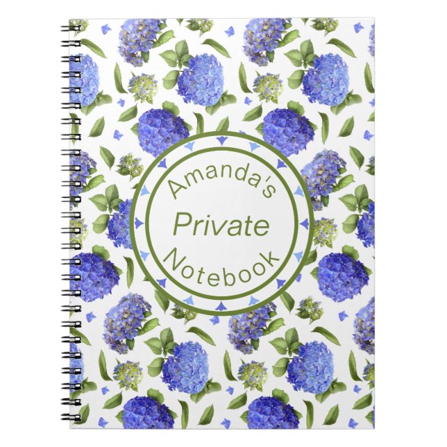 Carnet Motif Blue Hydrangea (Devant)