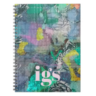 Carnet Motif botanique abstrait vert monogramme