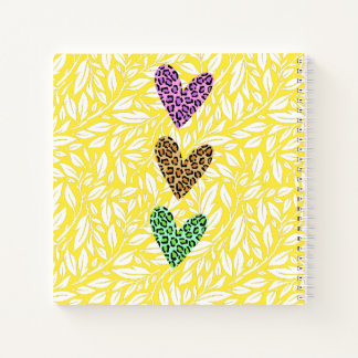 Carnet Motif botanique coloré avec cœur Rose bleu