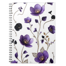 Motif botanique floral 3D violet et or élégant