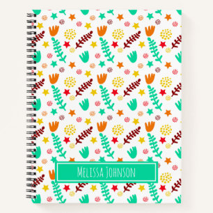 Carnet Motif botanique ludique blanc et turquoise pour en