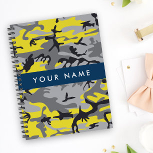 Carnet Motif camouflage jaune et gris Personnalisez votre