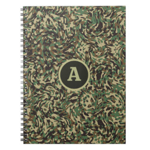 Carnet Motif camouflage vert tendance Lettre personnalisé